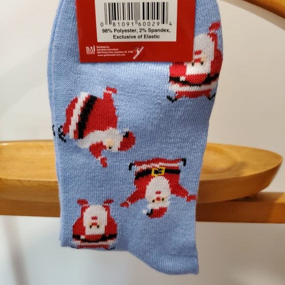 2/$15 Dancing Santa Christmas Gift Socks Blue 5-9 - Picture 5 of 6
